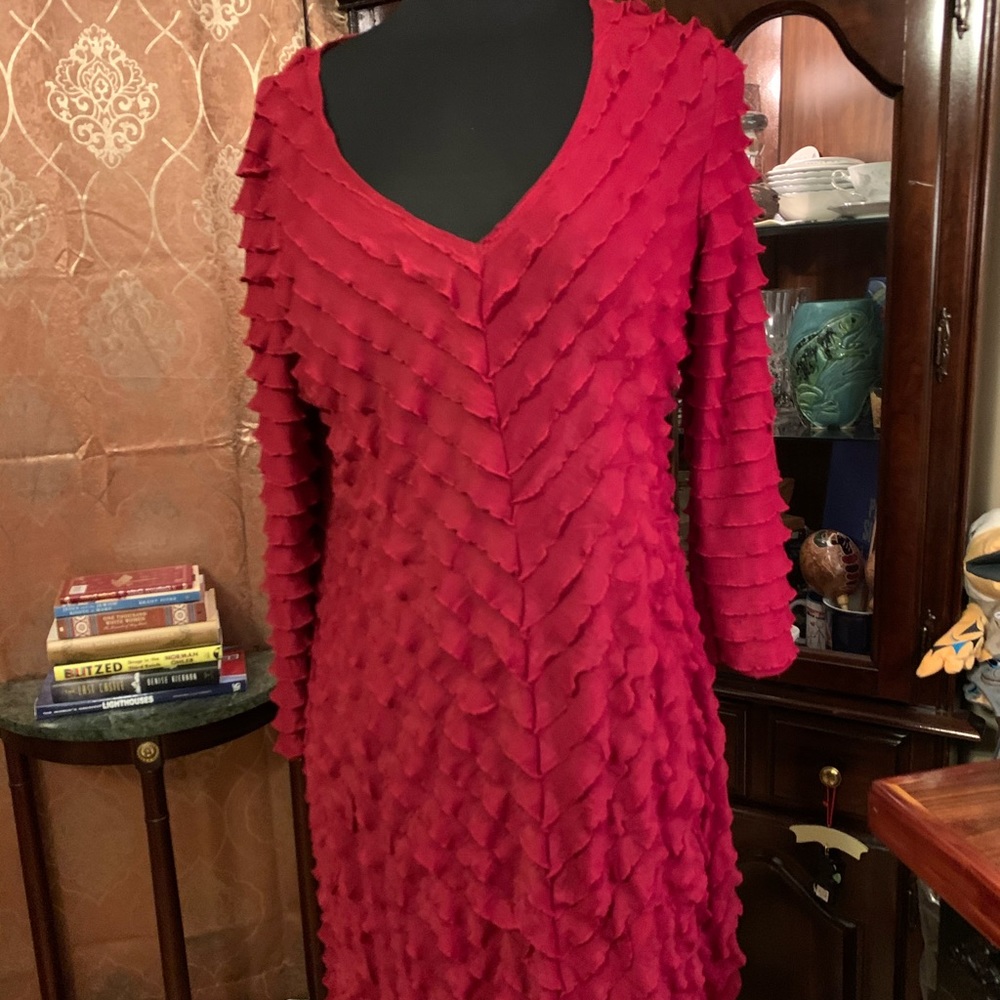 Elegant Red Ruffled Dress